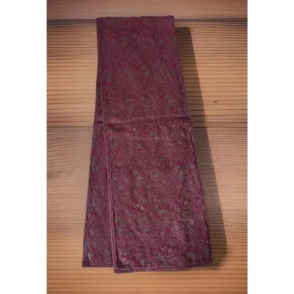 Luxury CBK Paisley Jacquard Table Runner Cotton Made in India Burgundy Taupe 79